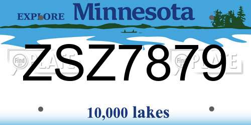 ZSZ7879 Minnesota License Plate