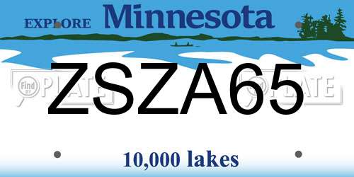 ZSZA65 Minnesota License Plate