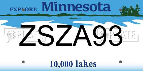 ZSZA93 Minnesota License Plate