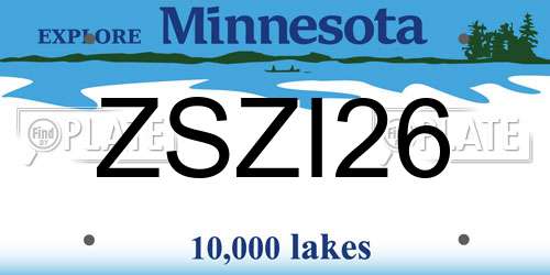 ZSZI26 Minnesota License Plate