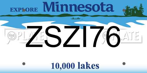 ZSZI76 Minnesota License Plate