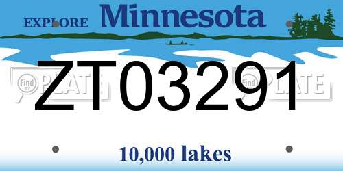 ZT03291 Minnesota License Plate