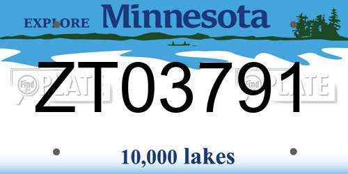 ZT03791 Minnesota License Plate