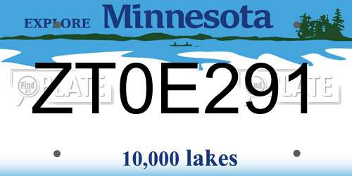 ZT0E291 Minnesota License Plate
