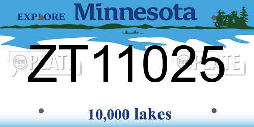 ZT11025 Minnesota License Plate