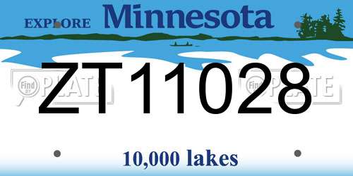 ZT11028 Minnesota License Plate