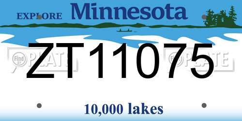 ZT11075 Minnesota License Plate