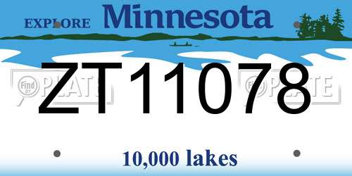 ZT11078 Minnesota License Plate