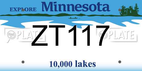 ZT117 Minnesota License Plate