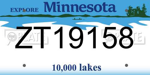 ZT19158 Minnesota License Plate