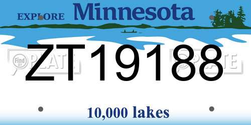 ZT19188 Minnesota License Plate