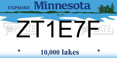 ZT1E7F Minnesota License Plate