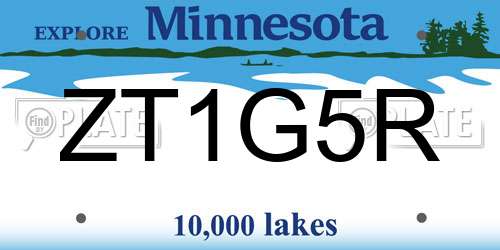 ZT1G5R Minnesota License Plate