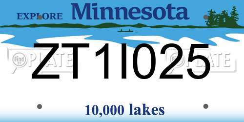 ZT1I025 Minnesota License Plate