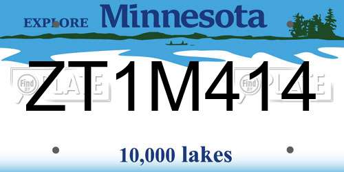 ZT1M414 Minnesota License Plate
