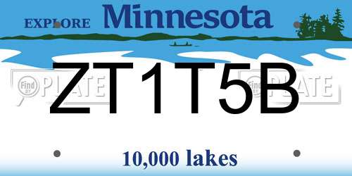 ZT1T5B Minnesota License Plate