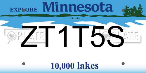 ZT1T5S Minnesota License Plate