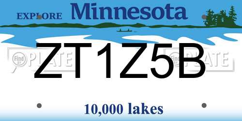ZT1Z5B Minnesota License Plate