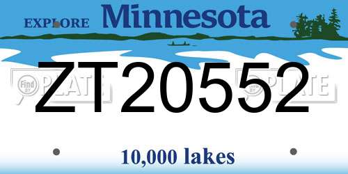 ZT20552 Minnesota License Plate