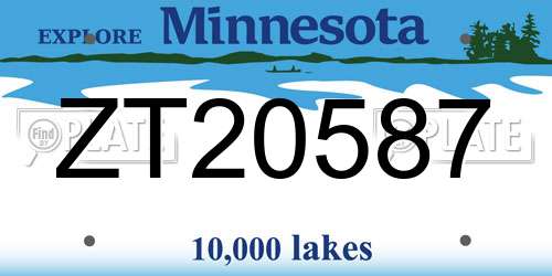ZT20587 Minnesota License Plate