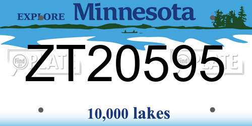 ZT20595 Minnesota License Plate