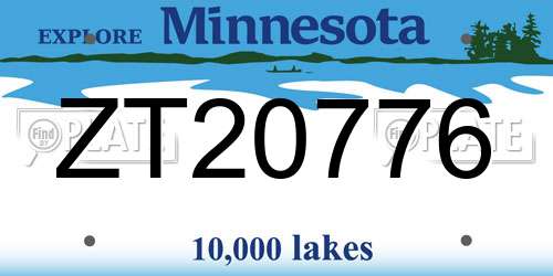 ZT20776 Minnesota License Plate