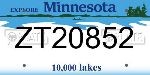 ZT20852 Minnesota License Plate