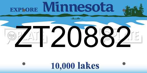 ZT20882 Minnesota License Plate