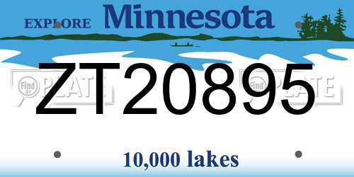 ZT20895 Minnesota License Plate