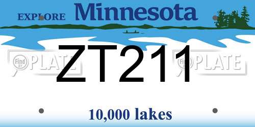 ZT211 Minnesota License Plate