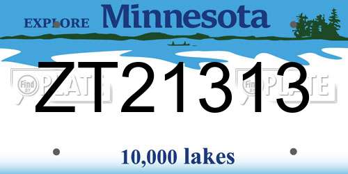ZT21313 Minnesota License Plate