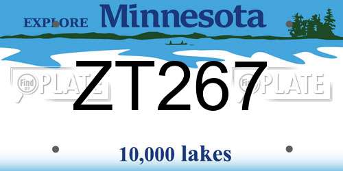 ZT267 Minnesota License Plate