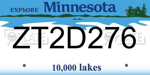 ZT2D276 Minnesota License Plate