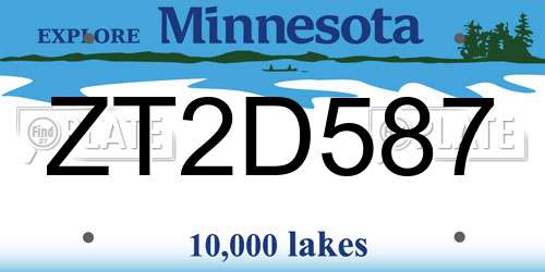 ZT2D587 Minnesota License Plate