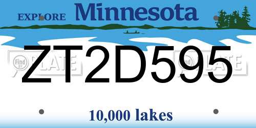 ZT2D595 Minnesota License Plate