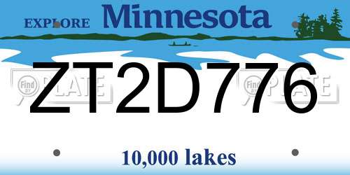 ZT2D776 Minnesota License Plate