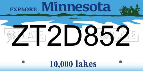 ZT2D852 Minnesota License Plate