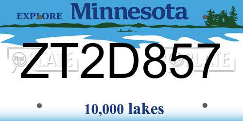 ZT2D857 Minnesota License Plate