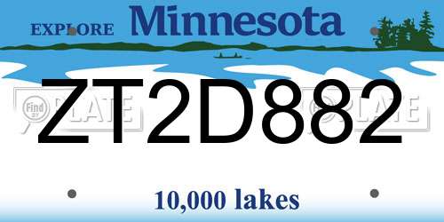 ZT2D882 Minnesota License Plate