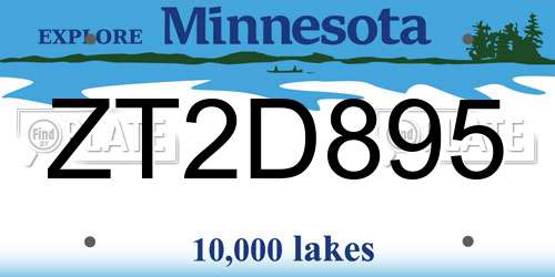 ZT2D895 Minnesota License Plate