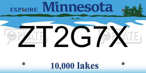 ZT2G7X Minnesota License Plate