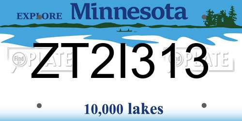 ZT2I313 Minnesota License Plate