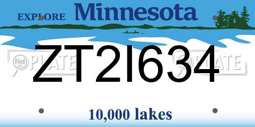ZT2I634 Minnesota License Plate