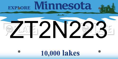 ZT2N223 Minnesota License Plate