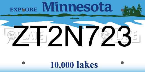 ZT2N723 Minnesota License Plate