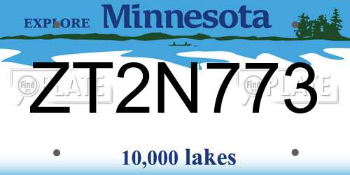 ZT2N773 Minnesota License Plate