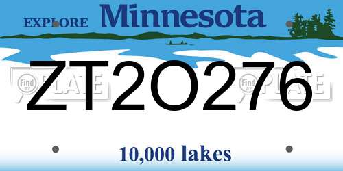 ZT2O276 Minnesota License Plate