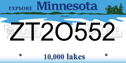 ZT2O552 Minnesota License Plate