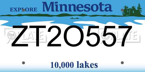 ZT2O557 Minnesota License Plate