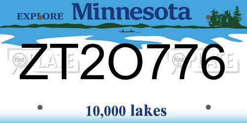 ZT2O776 Minnesota License Plate